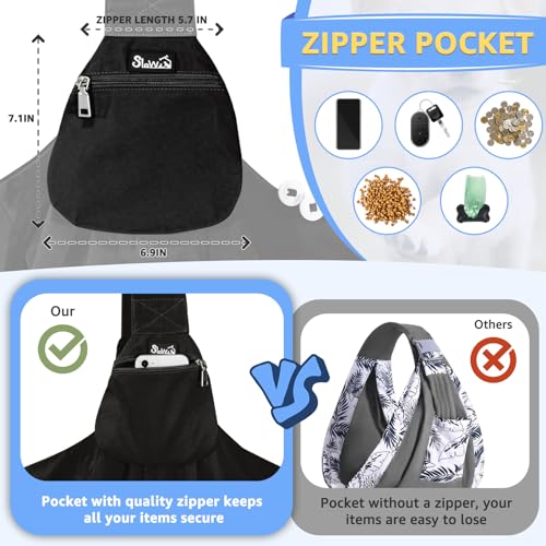 SlowTon Dog Carrier Sling - Thick Padded Shoulder Strap Adjustable, Black S | Dog Carriers for Small Dogs, Puppy Carrier Purse for Pet Cat with Front Zipper Pocket Safety Belt Machine Washable - color: C-Black Water-Resistant