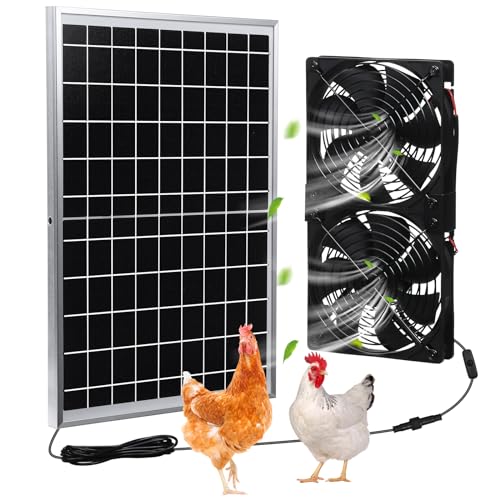 Glooglitter Solar Panel Fan Kit Solar Waterproof Exhaust Fans 15w Panel 2 Pcs High Speed Dc Brushless Fan for Attic Shed Barn Chicken Coop Greenhouse DIY Cooling Ventilation Project(1 Set)