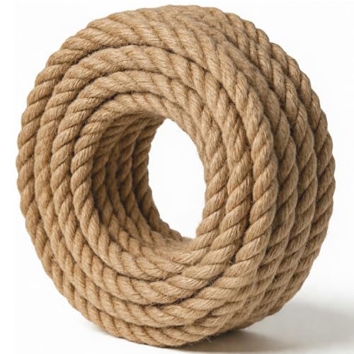 Twisted Manila Rope (1 Inch x 20 Feet) Natural Jute Rope Thick Hemp Rope for Crafts, Docks, Railings, Swing, Decorating - size: 1 in x 20 ft