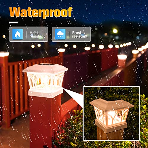 VOLISUN Solar Fence Post Cap Lights, Edison LED 2 Modes 8Pack,Slate White | Solar powered lights fit 4x4/6x6 posts, ideal for garden, deck, mailbox, yard & porch outdoor decoration - color: White, size: 8 pack