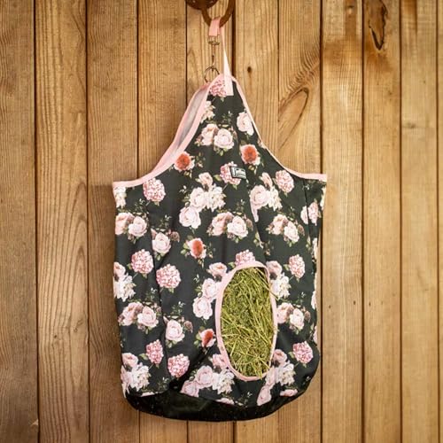 Jeffers Expression Top Loading Hay Bag for Horses & Livestock – Durable 600 Denier Hanging Hay Feeder, Water Resistant with Mesh Bottom, Easy Hanging Snap for Stall, Trailer, Travel - Rose Garden - color: Rose Garden