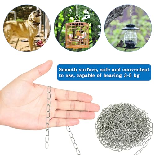 60ft Galvanized Steel Hanging Jack Chain Silver Metal Link Chain Roll Spool | Heavy Duty Hanging Chain for Home Outdoor Camping, Silver, 2 Pack