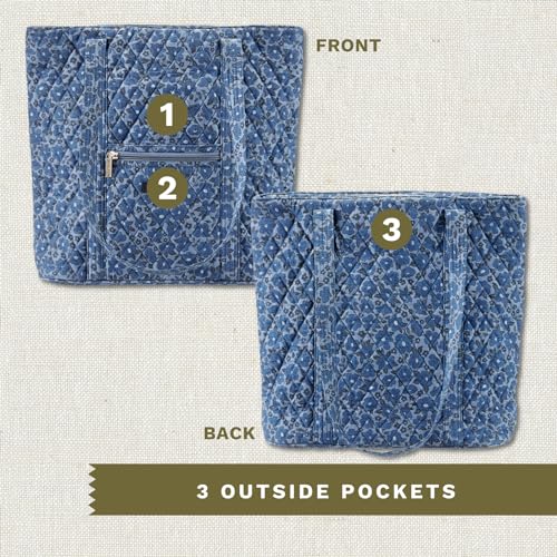 Bella Taylor Large Tote, Quilted Shoulder Bag for Women | Lightweight, 6-pocket large quilted purse, machine washable, zippered top, ultimate organization, durable construction - color: Navy Floral