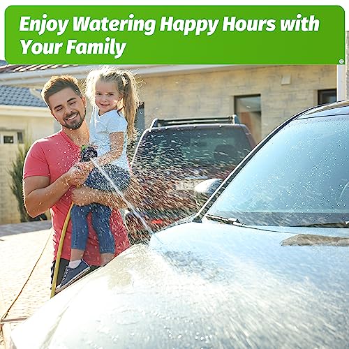 AUTOMAN-Garden-Hose-Nozzle,ABS Water Spray Nozzle with Heavy Duty 7 Adjustable Watering Patterns,Slip Resistant for Watering Plants,Lawn& Garden,Washing Cars,Cleaning,Showering Pets - Green - color: Green