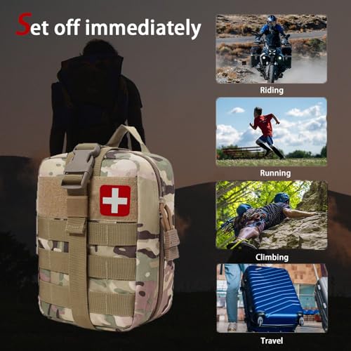 293Pcs/set - First Aid Kit Molle Pouches Emergency Survival Kit Suitable for Outdoor Activities, Home, School, Hiking, Car Travel and Camping - Quick Response First Aid Essentials (CP) - color: Cp
