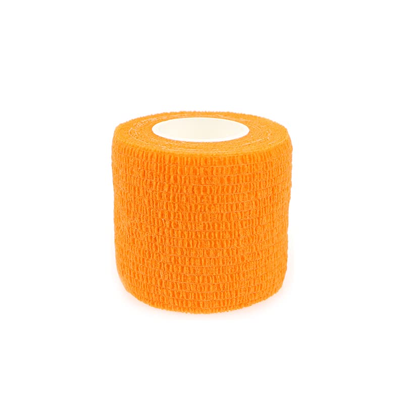 Self Adhesive Bandage Wrap Animal Cohesive Bandage Self Adherent Wrap First Aid Tape for Dogs Cats Horses Birds & Wrist Healing Ankle Sprain Swelling - color: 2 Inch Orange 12 Rolls