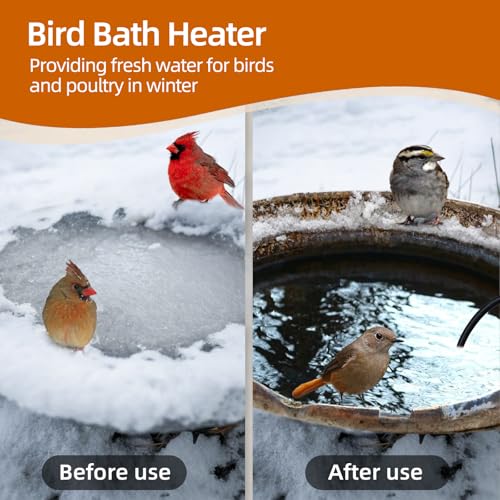1000W Utility De-Icer, Chicken Water Heater, Submergible Cast Aluminum Thermostatic Control Bird Bath Heater De-icer, for Livestock Poultry Birds, Cows, Horses, Animals Drink Water (Black)