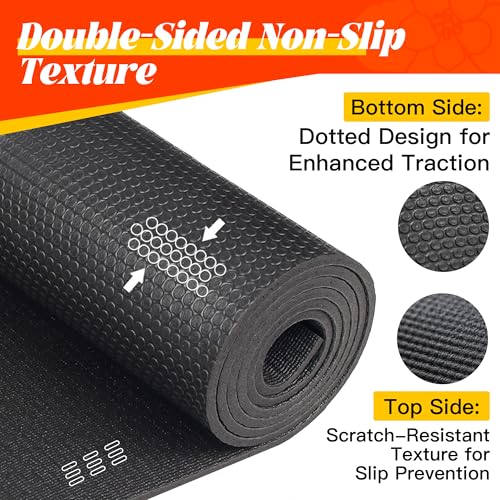 VTORY Extra Thick Large Exercise Mat, 8mm PVC Large Workout Mat 7x5/6x4 | Non-Slip, Ultra Durable, Heavy-Duty, Shoes-Friendly, High-Density, Large Yoga Mat for Home Gym, Cardio, Strength, HIIT, MMA - size: 7'x5'x8mm