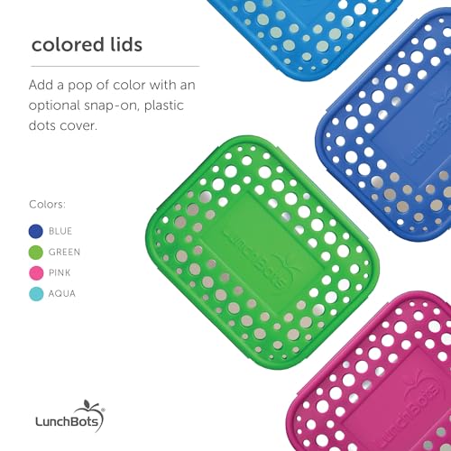 LunchBots Large Cinco Stainless Steel Kids Bento Box 5-Section Aqua 32 oz - color: Aqua Dots, size: 5 Section