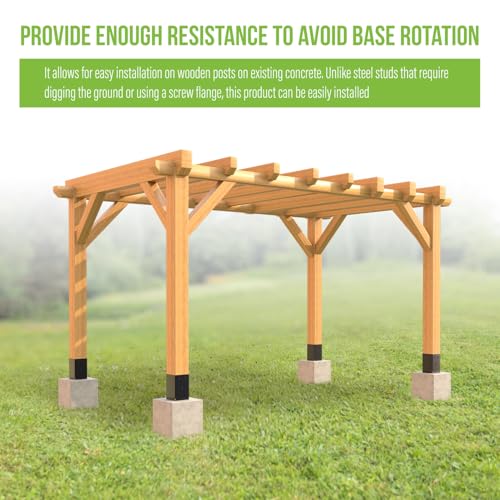 4 Pack 4x4 Metal Post Base Holder Bracket for Concrete Deck (Black) | Internal 3.5"x3.5", Post Anchor Brackets Ground Spike, For Concrete Deck, For Wood Fence, Railing, Pergola, Porch - size: 4IN, style: 4Pcs