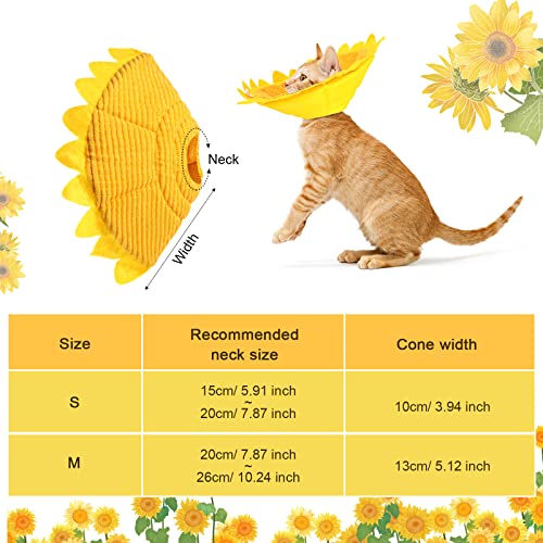 Sunflower Cat Recovery Cone Collar Soft Adjustable Elizabethan Cone,Small - size: Small