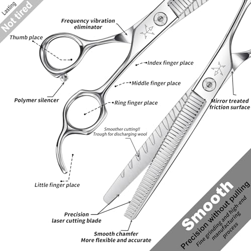 High-end Professional Dog Grooming Thinning Scissors Teeth Cutting Blending Shears Pet Texturizing Shears 7 Inch Extremely Very Sharp Stainless Steel Alloy For Cat Other Animals Groomer - color: 7inch Thinning Shears