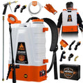 PetraTools HD4000 Battery Powered Backpack Sprayer, 8 Hr Runtime, 9 Nozzles | Electric Sprayer for Lawn & Garden w/ Battery Meter, Adjustable 90 PSI & Padded Straps - For Weed/Pest Control, Fertilizing - style: HD4000 Pro Series