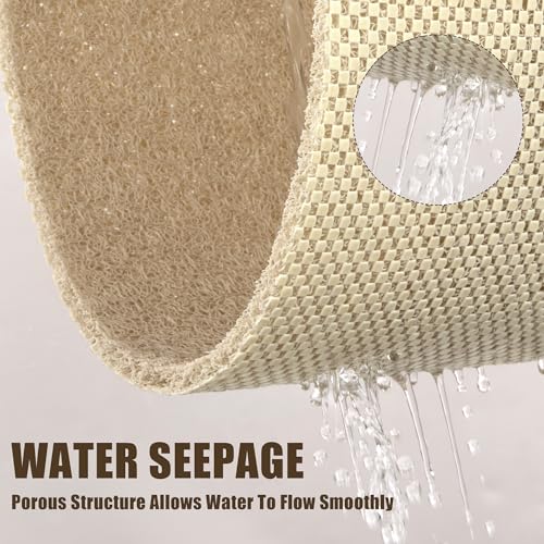 HOMBYS 58 x 32 Extra Large Shower Mat for Shower Stall Tub, Non Slip Bath Mat Bathroom Accessories, PVC Loofah Mats for Shower and Bathroom, Quick Drying, (Khaki, 58"x32") - color: Khaki, size: 2'8" x 4'10" (Rectangular)