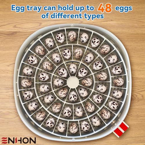 Enhon 48 Egg Tray Compatible with Nurture Right 360 Incubator, Plastic Egg Turner Tray Replacement for Hatching Small Quail Bird Chicken Goose Turkey, Hand Washable, Various Sizes (Pack of 2) - size: 12.2"L x 12.2"W x 0.8"H (Pack of 2)