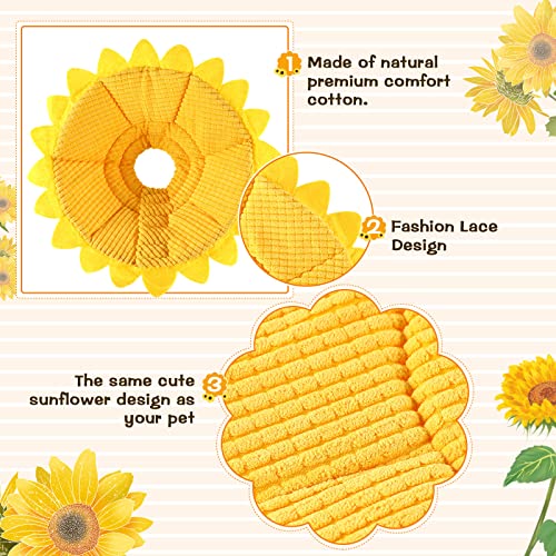 Sunflower Cat Recovery Cone Collar Soft Adjustable Elizabethan Cone,Medium - size: Medium