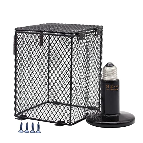 Reptile Lampshade Heating Lamp Shade 100W Ceramic Lamp & Cubiod Heater Guard Anti Scald for Lizards Spider and Amphibians Tortoises Gecko