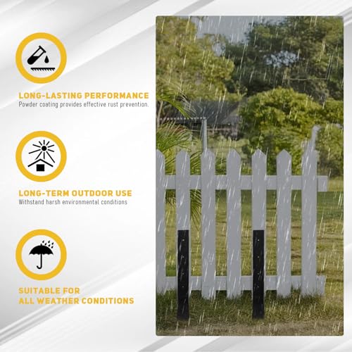4x4 4 Pcs Fence Post Repair Kit 4x4 Separation Thicker Fence Post Anchor | Heavy Duty Thickened Fence Post Anchor Ground Stakes for Repair Tilted Broken Leaning 4x4 Wooden Posts
