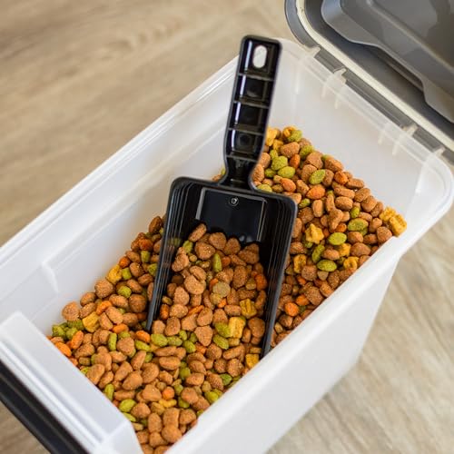IRIS USA Dog Food Storage Container, Up to 13 lbs, Dark Gray, Made in USA | Includes 2-Cup Scoop, Airtight Seal, BPA-Free, Bird Seed, Cat food, Treats, Keeps Kibble Fresh, Pellets - color: Dark Gray/Clear, size: 13 lbs