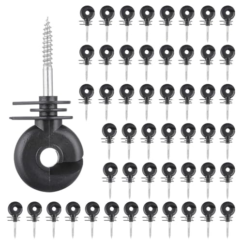 50PCS Screw-in Electric Fence Ring Insulators for Wood Posts | Heavy-Duty Steel Core · UV-Resistant · Fits Tape, Rope & Wire · Secure Hold