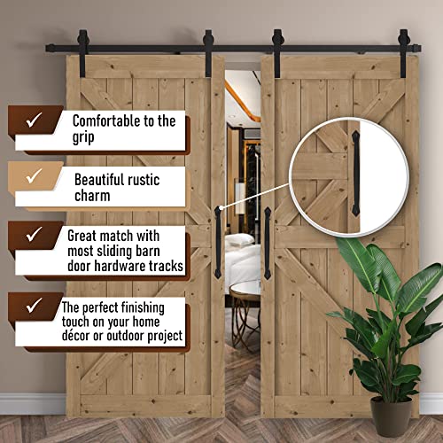 2-Pack 12 Inch Diamond Tapered Barn Door Handle - Black Cast Iron Pull for Sliding Doors, Gates, Sheds, Fences, Closets - Indoor Outdoor Farmhouse Hardware - size: 12" - 2 Pack, style: Diamond Tapered