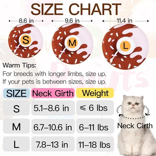 Cat Cone Collar Soft, Cute Cat Donut Collar After Surgery, Adjustable Kitten Recovery Cones to Stop Licking, Lightweight Neck Elizabethan Collars for Cats Kittens (Chocolate, Large) - color: Chocolate, size: Large