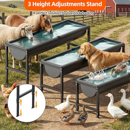 2PCS Animal Waterer 12 Gallon | Livestock Water Trough with Adjustable Stand, Easy to Assemble and Carry, Feeding Goat, Sheep, Horse, Dog in Farm - size: 2 PCS