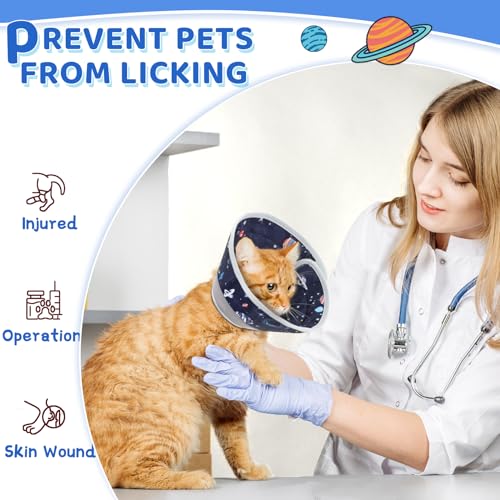 Cat Cone Collar Soft to Stop Licking, Adjustable, Foldable Lightweight Kitten Cones After Surgery Recovery for Cats & Kittens, Cat Cone Alternative, Easy Eating (Grey, S) - color: Grey, size: S