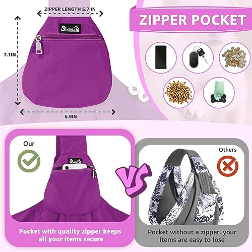 SlowTon Dog Carrier Sling - Thick Padded Shoulder Strap Adjustable, PU S | Dog Carriers for Small Dogs, Puppy Carrier Purse for Pet Cat with Front Zipper Pocket Safety Belt Machine Washable - color: K-Fuchsia Cotton Fabric