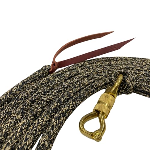22 Foot Line Ground Training Rope - Strong Everyday Use All-Purpose Large Horse Lead Rope with Loop & Latigo Popper | 9/16" Diameter Smooth Yachting Braid, Vaquero - color: Vaquero