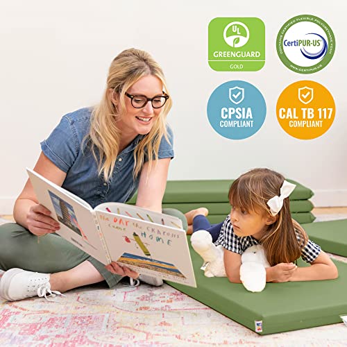 ECR4Kids SoftZone Rainbow Rest Mat, 2in, Sleeping Pad, Hunter Green, 5-Piece | Soft foam with polyurethane cover, GREENGUARD Gold Certified, 2-6 years, fully assembled, non-slip base, daycare or classroom - color: Hunter Green