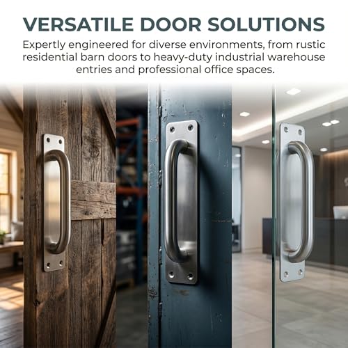 Commercial Stainless Steel Door Pull Handles, 8x1.8 Inch Slim/Small Plate for Sliding Barn, Front, Back, Restaurant Doors (1)