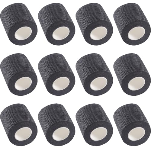 IndigoCase 12 Pack Self Adhesive Bandage Wrap 2 Inch x 5 yd Elastic Tape | Black Color Elastic Bandage Wrap, Vet Wrap, Small Bandage for Kids, Fingertip, Wrist, Dog, Pets - color: Black, size: 2 Inch - 12 Pack