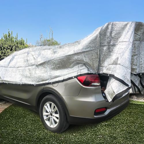 Shade Cloth-Thickened and Encrypted 80% Aluminum Shade Cloth for Greenhouse Balcony Garden,Outdoor Pergola,Lawn,Cars.Easy Hanging with Edges and Holes,Silver Heat Reflective Tarp - size: 10ft×30ft