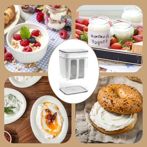 Greek Yogurt Strainer with Lid, 1100ml Large Capacity Yogurt Maker | Filter with Fine Mesh Bag, Whey Separator Kitchen Tool for Thick Yogurt Soybean Milk Kefir Cheese Soup Fruit Juice Coffee