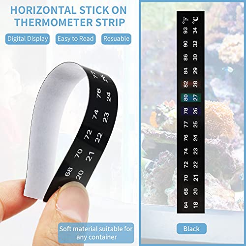 6 Pieces Horizontal Stick On Thermometer Strip Horizontal Thermometer Stickers Digital Temperature Display for Fermenting, Brewing, Wine, Beer, Kombucha Aquariums, 64-93°F (18-34°C) Adhesive Sticker
