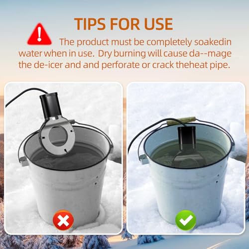 1000W Utility De-Icer, Chicken Water Heater, Submergible Cast Aluminum Thermostatic Control Bird Bath Heater De-icer, for Livestock Poultry Birds, Cows, Horses, Animals Drink Water (Black)