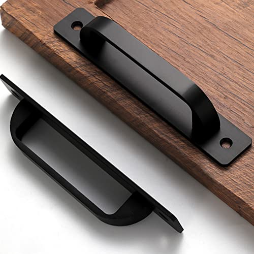12 Pack 5 Inch 128 mm Matte Black Square Cabinet Handles with Base Plate Aluminum Cabinet Pulls Drawer Pulls Sliding Door Pulls Black Cabinet Handles - color: FlatBlack, size: 5 Inch