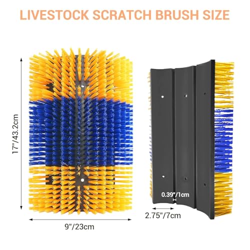 2PCS Livestock Scratching Brush,Extra Large Size Livestock Scratching Brush, Massage Grooming Kit for Cattle, Sheep, Pig, Animal Back Scratching & Itch Relief, Blue-Yellow - color: Blue-Yellow
