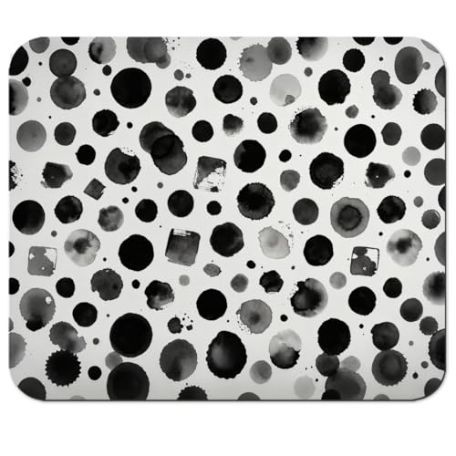 Black Ink Splash Abstract Mouse Pad 9.5" x 7.9", Modern Minimalist Watercolor Dot Cute Desk Mat, Artistic Office - color: Abstract Dots