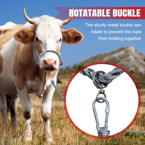 La La Pet Adjustable Cattle Halter Hand Braided Livestock Leading Rope Farm Training Supplies Handling Equipment for Calf Cows Horses Donkeys Goats Foals 6.56Ft Rope - size: 6.56'Rope