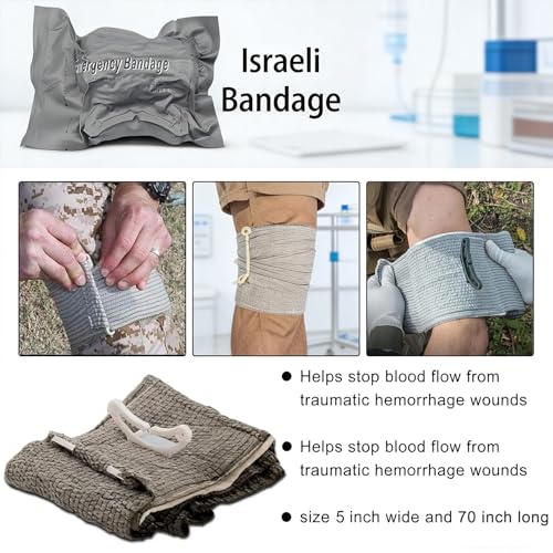 IFAK Trauma Kit with Tourniquet, 4-Inch Israeli Bandage, Elastic Bandages, Set of 34 Pieces Tactical First Aid Kit for Car, Camping, Hiking and Travel (Black) - color: Black