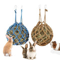 2 Pcs Rabbit Hay Feeder Mesh Bags, 2 Metal Hooks Hanging Hay Mesh Bags, Guinea Pig Hay Bags, High-Capacity Bunny Hay Feeder Bag for Rabbits, Chinchillas, Hamsters, Small Pets