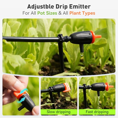 RAINPOINT Easy-Setup Automatic Plant Waterer Indoor for Pot Plant Adjustable Water Output,Battery Powered Outdoor IP54 Waterproof Drip Irrigation System Device Kit Beginner-Friendly Water 10-15 Plants - color: White, size: Knob Control