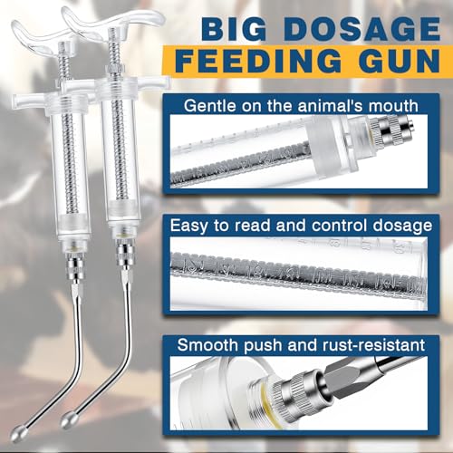 Threlaco 10ml 2 Pcs Drench Gun for Goats, Sheep & Cattle, Clear | Reusable Small Goat Drench Syringe, Adjustable Veterinary Medicine Feeding Syringe, Continuous Dosing for Livestock, Horse - color: Clear, size: 10ml