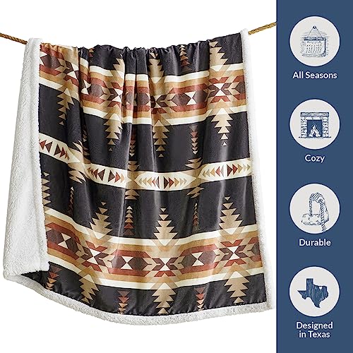 Paseo Road Indigo Hill by HiEnd Accents Yosemite 54x68 Throw Blanket | Aztec Tribal Navajo Print, Western Southwestern-Style Sherpa Fleece Blanket for the Couch, Sofa, Bed, or Camping - color: Yosemite Aztec