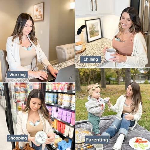 MomMed Wearable Breast Pump (Model S21) – Double Electric Hands-Free Breast Pump, Leak-Proof Design, 3 Modes (Stimulation, Expression, Auto) & 12 Vacuum Levels, Portable and Quiet, Green, 2 Pack - color: Blissful Green