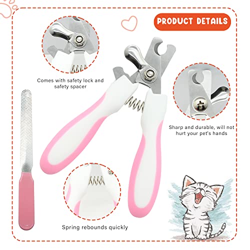 Cat Grooming Kit Set with Pet Shedding Slicker Brush Nail Clipper Trimmer Pet Massage Bath Glove Flea Comb for Bunny Puppy Kitten Guinea Pig Chinchilla Ferret Small Animals (Red, Pink) - color: Red, Pink
