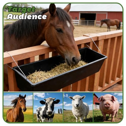 4 Pcs 12 Gallon/48 Quart Large Capacity Livestock Water Trough, 39 Inch Long Plastic Livestock Feeding Trough for Pig, Calves, Sheep, Horses, Alpacas and Goats Farm Animal Feeding