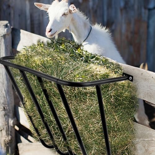 Hay Feeder Goat, 24.8 x 21.26 x 12.2 Multiple Sided Goat Hay Rack Suitable for Farms, Stables, Heavy Duty Galvanized Metal Wall Hay Rack for Sheep Horses, etc - size: 24.8 INCH